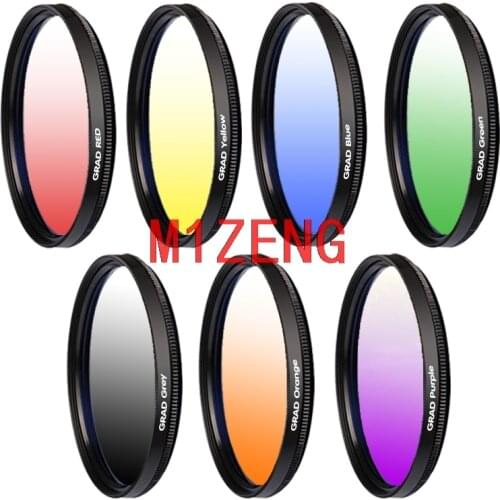 Gray Grey/Orange/Blue/green/yellow/red/Purple Gradual color camera lens Filter for 37 40.5 46 49 52 55 58 62 67 72 77 82 mm
