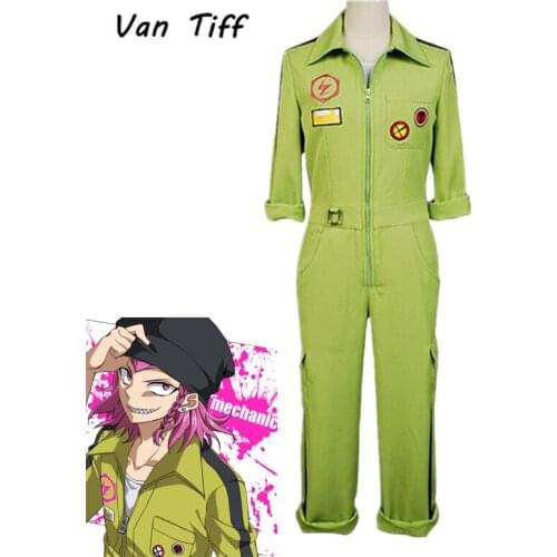 Super Danganronpa Kazuichi Souda Cosplay Costume Men Women Overalls Jumpsuit Wig Full Set Outfit Rompers Halloween Party