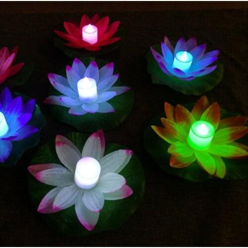 LED Night Light Lotus Artificial Floating Lotus Lamp Fake Water Lily Lotus Flower Garden Pool Pond Fountain Jardin Decor 18-28cm