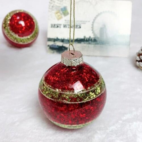 Christmas tree decoration glass ornament small window creative gift foreign trade 6.8cm red green circle ball