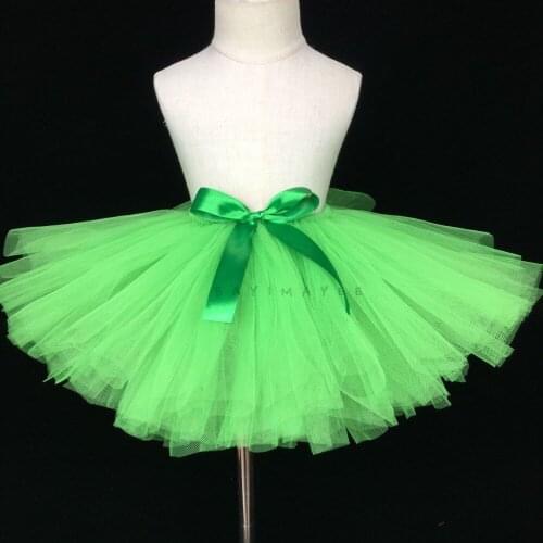 Girls Green Tulle Tutu Skirts Kids Ballet Dance Pettiskirts Underskirts with Ribbon Bow Children Birthday Party Costume Skirts