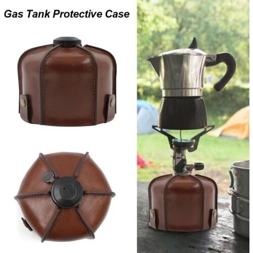 Camping Flat Air Gas Tank Protective Cover Leather Case Fuel Canister Storage Bag Container Gases Tanks Leather Cover
