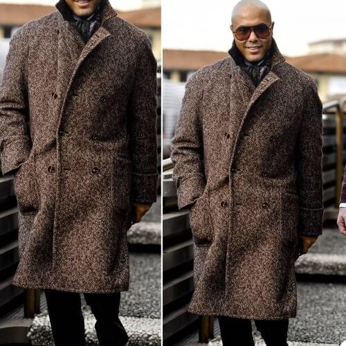 Winter Warm Thick Tweed Mens Coat Custom Made Formal Men Wedding Tailored Blazer Jacket Only One Piece