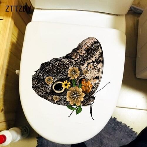 ZTTZDY 21.5CM×22.7CM Flower Butterfly Toilet Cover Decoration Classical Art Home Room Wall Stickers T2-0768