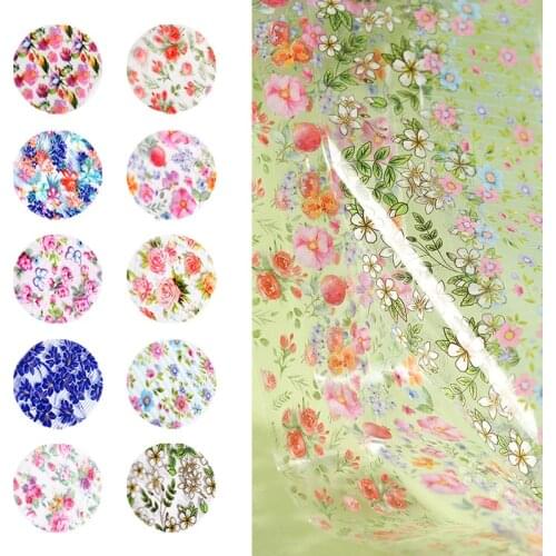 10pcs 4*50cm Flowers Nail Foil Rose Leaf Nail Art Transfer Sticker Starry Foil Paper Nail Art Decorations Manicure Tools