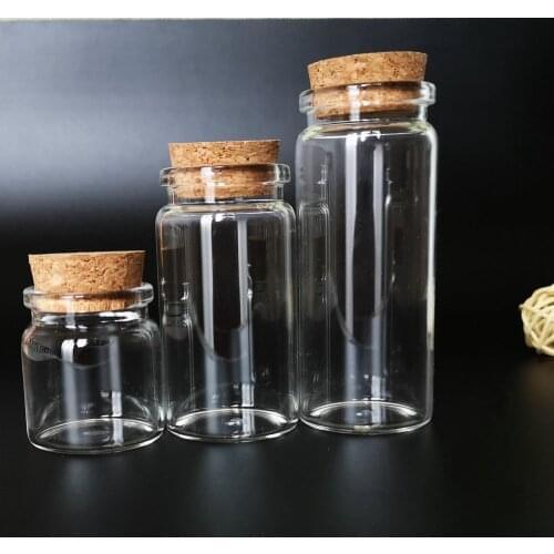 10Pcs/Lot 20ml/50ml/65ml/90ml Glass Bottles Storage Jars with Corks Wishing Bottle Decoration Vials Containersfor Reagent Etc