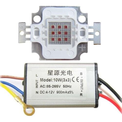 10W White Warm UV 395nm Blue 445nm Green 520nm Yellow 590nm Red 620nm 660nm LED Diodes Night Light Part + AC 85~265V LED Driver
