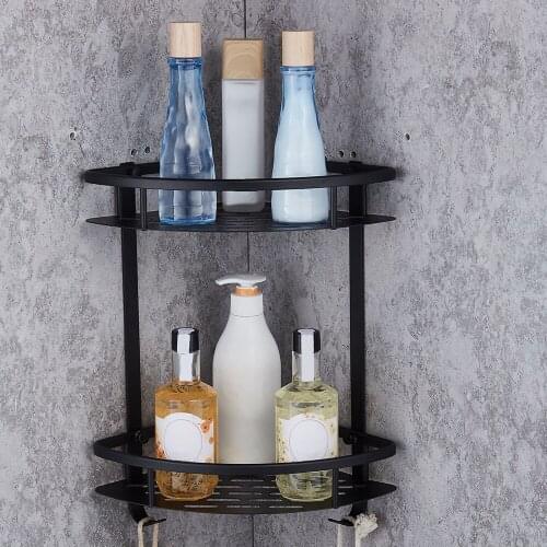 2021 Original Double Layer Bathroom Shelf Shower Shampoo Soap Cosmetic Shelves Triangular Basket Wall Hanging Corner Rack
