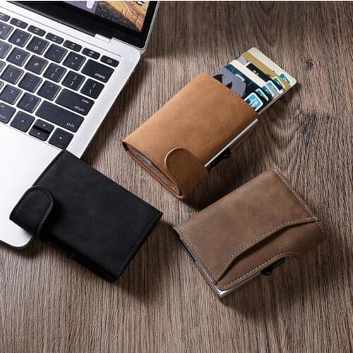 2021 Rfid Leather Card Holder Men Wallets Money Bag Slim Thin Magic Wallet Small Short Coin Purse Male Wristlet