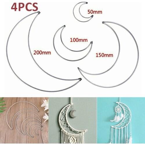 4Pcs/Set Metal Half Crescent Moon Dream Catcher Macrame Craft Hoop DIY Handmade