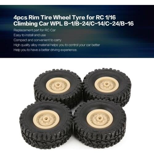 4pcs Rubber Wheel Rim Tire Tyre for RC 1/16 Climbing Crawler Car WPL B-1/B-24/C-14/C-24/B-16 Truck Part Spare Part Accessories
