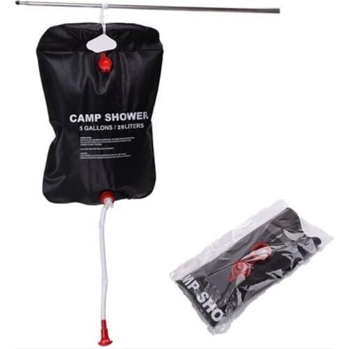 50pcs/lot 20L/5 Gallons Outdoor Shower Bag Foldable Solar Energy Heated PVC Water Bag Camping Travel Hiking Climbing Picnic Wate