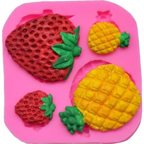 Pineapple strawberry Silicone mold Ice Cube Tray Mould Shape Fruit Chocolate Candy Cake baking kitchen tools