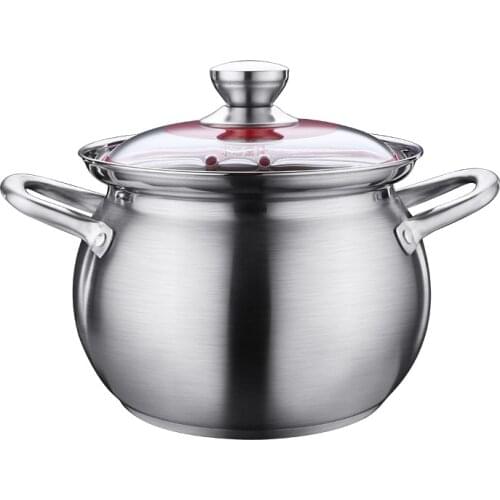 Large Soup Pot 304 Stainless Steel 4L-8L Cover Handle Saucepan Household Cookware Supplies Kitchen Pots for Cooking Chinese Pan