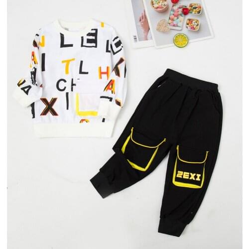 Girls Long Sleeve Trousers Tracksuit For Children Fashion Letter Printing Baby Boys Sets Autumn Casual Toddler Kids 2Pcs Suits