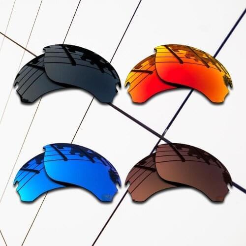 E.O.S 4 Pairs Black & Brown & Blue & Fire Red Polarized Replacement Lenses for Oakley Flak Draft OO9364 Sunglasses