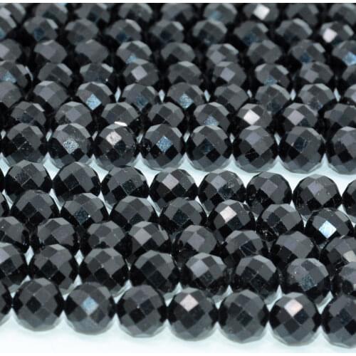 Natural Black Tourmaline Smooth / Faceted Round Beads 8mm