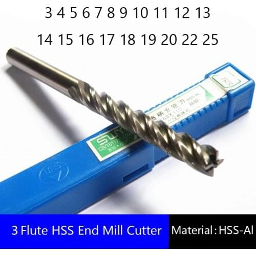 Three 3 Flute HSS End Mill Cutter CNC Bit Milling Cutter Extra Long 3 4 5 6 7 8 9 10 11 12 13 14 15 16 17 18 19 20 22 25