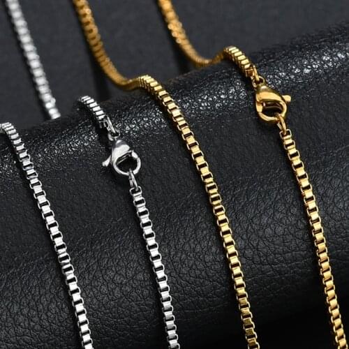 Stainless Steel Box Chain 1.5-3.0mm Width Necklaces For Women Men Gold Silver Color Fashion Chain Necklaces Metal Jewelry Gifts