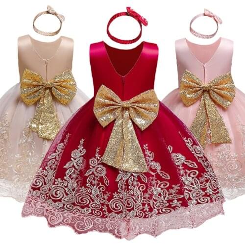 Lace Princess Dress For Baby Girls Elegant Wedding Birthday Party Tutu Prom Clothes Children Toddler Kids Christmas Costume