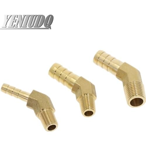 1pcs Legines Brass Hose Barb Fittings 45 Degree Elbow 8mm 9mm 10mm Hose ID to ZG1/8" 1/4" Male Thread Adapter