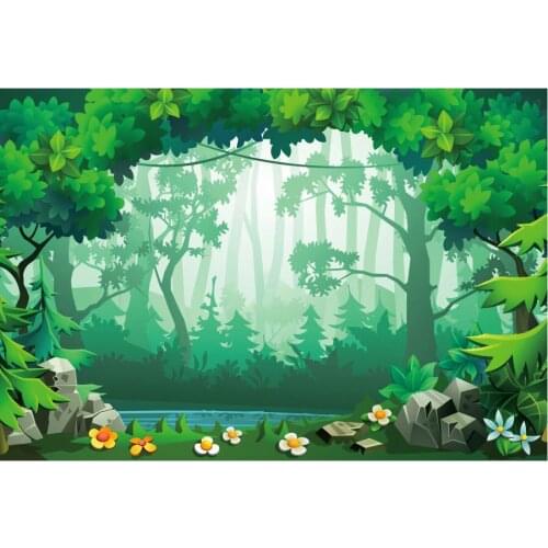 Summer Cartoon Forest River Backdrop Photography Background Baby Shower Birthday Wedding Party Decor Photo Booth Studio Props