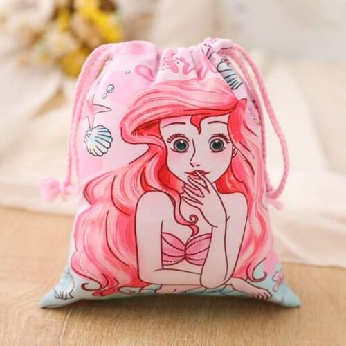 Disney princess Cartoon drawstring pocket small portable small cloth bag mini canvas bag gift bag hanging portable storage bag