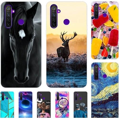 Fashion Bumper Cute Case For OPPO Realme 5 5i 5S Case For Realme 5 Pro/Realme Q Soft Silicone Cat Horse Flower Cover Shell