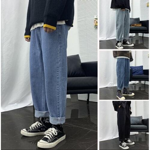 2021 Mens thicken Plush Casual Pants Baggy Homme Wash Jeans Loose Cargo Pocket Biker Denim 4 Color Cowboy Trousers M-4XL