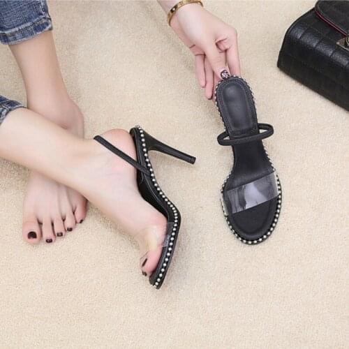 Clear Heels Summer Lolita Shoes Pole Dance Stiletto Sandals 2021 Fashion Women Designer Sexy Black Slingback Slippers Pumps 2020