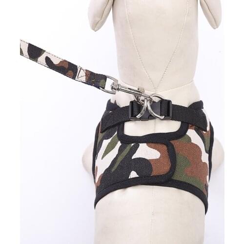 Autumn Winter Pet Dog Camo Vest Harness Lead Leash Set Walking Dog Camouflage Vest Lead Rope Breathable Puppy Chest Strap Leash
