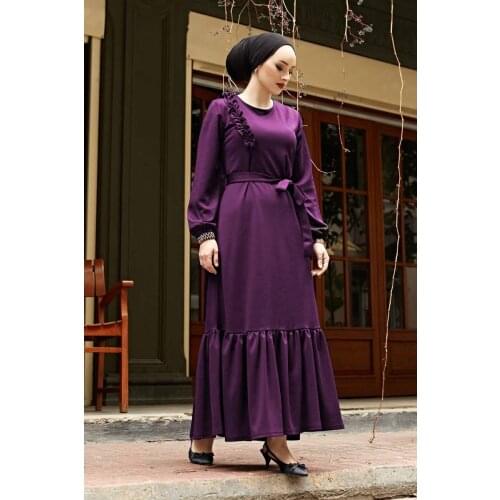 Shoulder Frilly Dress Muslim Dress Abaya Caftan Turkey Dubai 2021 New Fashion Hijab Dress Musulmane Ensembles Maxi Dress