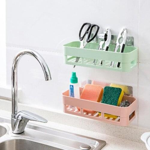 Paste Shelf Seamless Wall-mounted Bathroom Shower Bath Kit Holder Kitchen Storage Rack Organizer