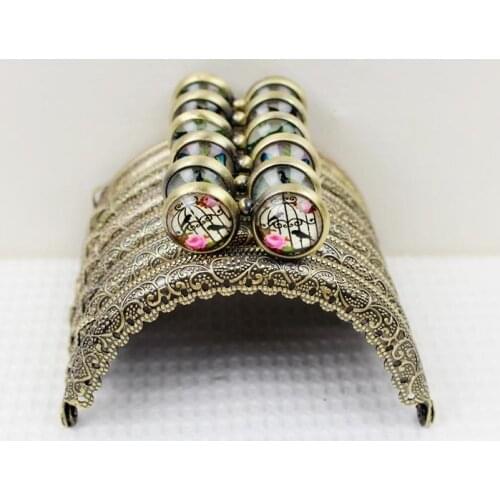 10pcs/lot Semicircle 8.5CM Time Gem Candy Ball Antique Bronze Thicken Metal Purse Frame Kiss Clasp FK03 Free shipping
