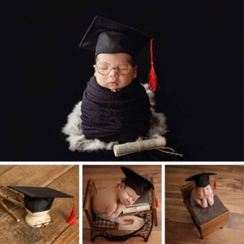 Newborn Photography Props Baby Hats Mini Bachelors Hat Infant Shoot Accessories Black Glasses Baby Photo Creative Decorations