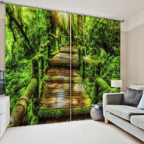 Luxury Blackout 3D Curtains For Living room Bedding room Office green curtain forest curtains