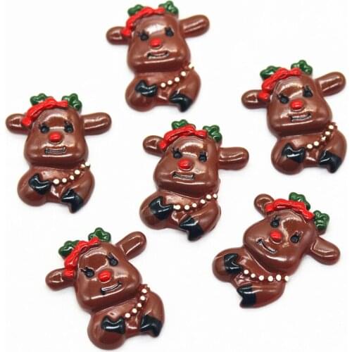 10PCS 25mmX30mm Resin Flatback Christmas Reindeer|Resin Snowman Cabochons|Resin Christmas Decoration Miniatures|Hair Bow Center