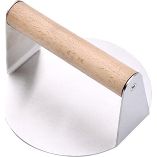 Hamburger Patty Maker 304 Stainless Steel Kitchen Burger Pressing Manual Grill Press Smasher With Wood Handle Hamburger Mould