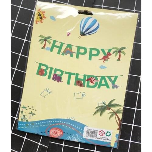 Happy Birthday Party Decorations Kids Banner Safari Jungle Party Animal Banner Dinosaur Party Paper Garland Baby Shower Supplies