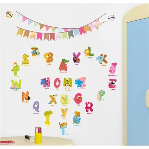 Animals Alphabet Removable Wall Decal Stickers For Baby Nursery Room Decor Kids
