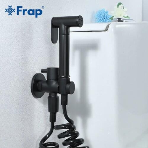 Frap Bidets black bathroom bidet toilet faucet bidet mixer hygienic shower muslim shower single hole portable sprayer Y50057