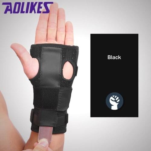 1PC Men Sport Fitness Metal Pad Guard Anti Sprain Breathable Wrist Bracers Support Arthritis Fracture Splint Hand Palm Protector