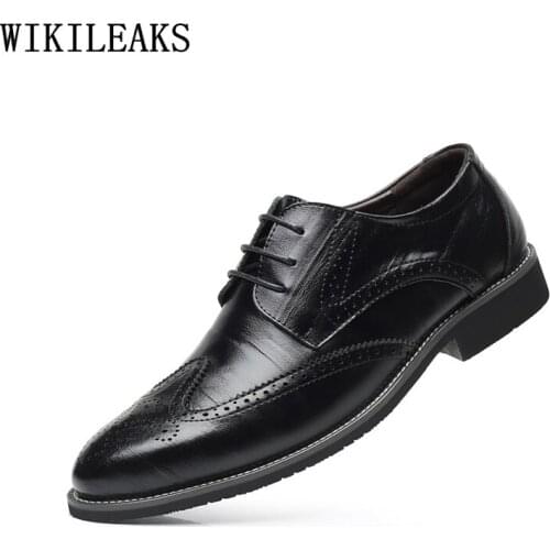 Italian Brogue Shoes Men Black Mens Dress Shoes Leather Designer Wedding Shoes for Men 2021 Pointed Toe Zapatos Hombre Chaussure