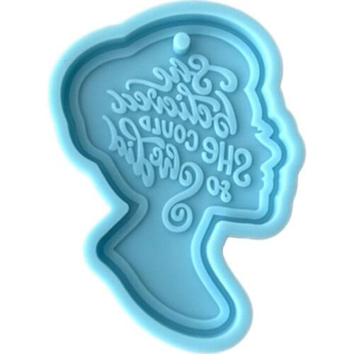 U90E Super Glossy Women Head Epoxy Resin Mold Keychain Crafts Casting Silicone Mould