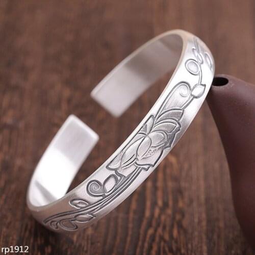 KJJEAXCMY Boutique jewelry Thai silver hand jewelry foot silver 999 sterling silver jewelry opening womens lotus bracelet