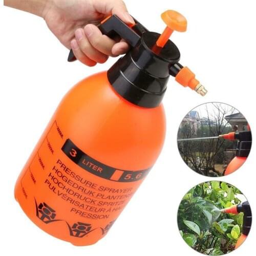 2L/3L Orange Adjustable Copper Hand Pressure Trigger Sprayer Bottle Nozzle Head Manual Air Compression Pump Spray Bottle 1 Pcs