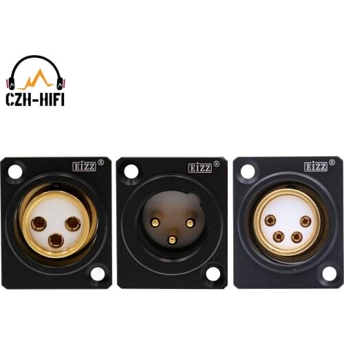 1PC XLR SOCKET EIZZ High End Gold Plated Copper PTFE XLR Jack Plug Connector for MIC Headphone Amplifier HiFi Audio DIY