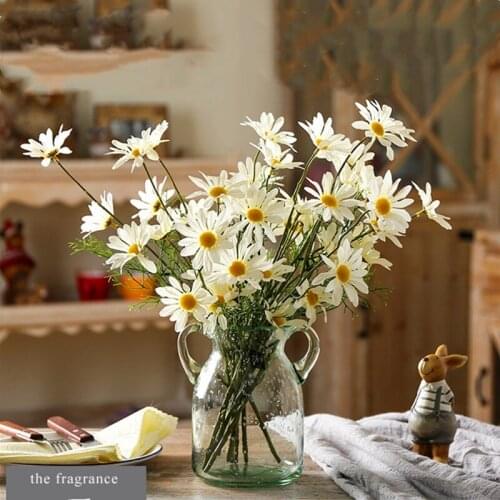 5 Heads/Branch Artificial Dasiy Flower Silk Fake Flowers Bouquet Decorative Small Daisy for Home Room Decoratiuons