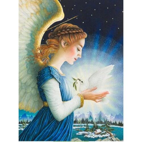 Angel wing diamond mosaic embroidery girl pigeon painting rhinestone wall sticker decor diamond drawing art needlework handcraft