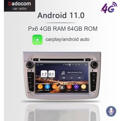 PX6 1 din IPS Android 10.0 8 Core Bluetooth 5.0 4GB RAM+64GB ROM Car DVD player for Alfa Romeo Mito 2008- car radio Glonass